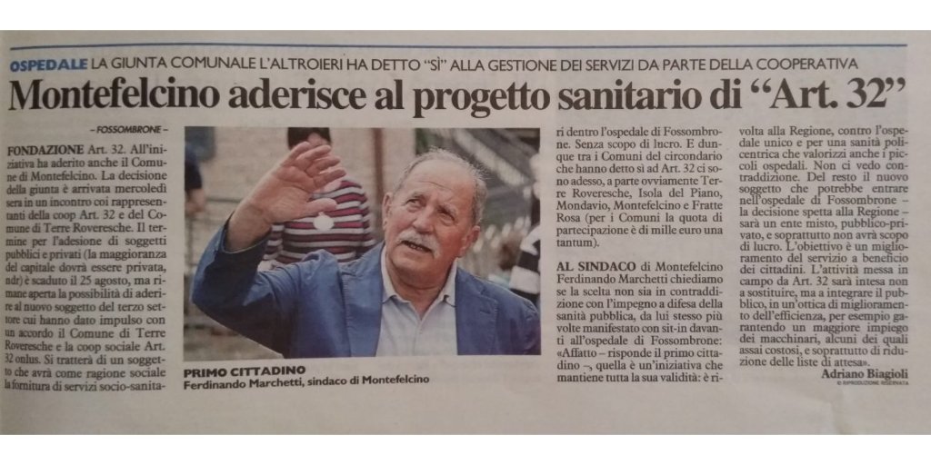 ANCHE MONTEFELCINO ENTRA NELLA FONDAZIONE ART32 E.T.S.